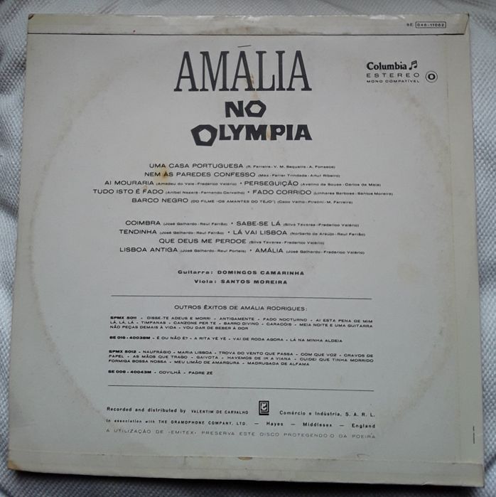 Disco LP em vinil de Amália Rodrigues - Amália no Olympia