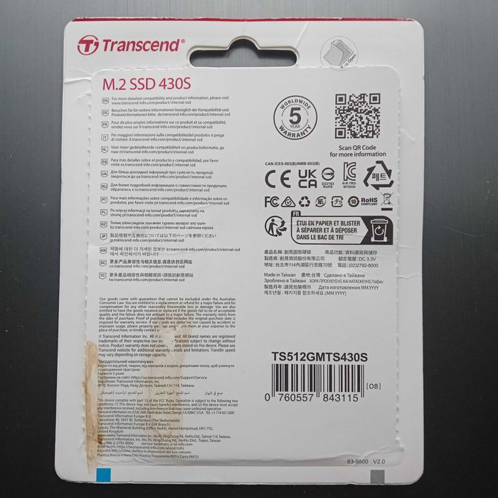 Dysk M.2 B+M 2242 SSD 512GB 430S SATA III 6Gb/s Transcend DRAM Cache