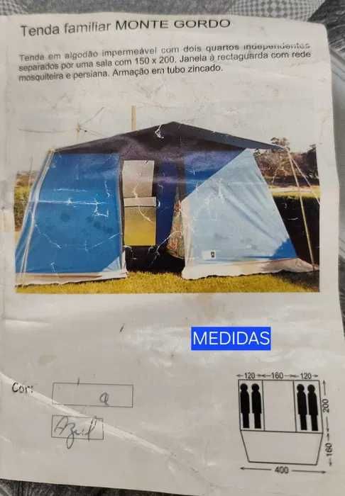 Tenda de campismo, modelo - SAURIUM familiar c/2 quarto/Botija CAMPINGAZ R907/Fogão duplo gás
