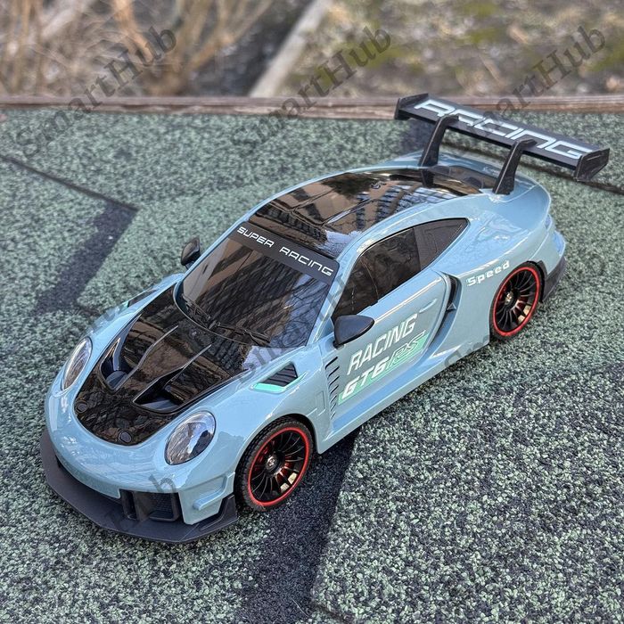 Дрифт машинка Porsche 911 GT6 RS сіра на радіокеруванні з ефектом диму