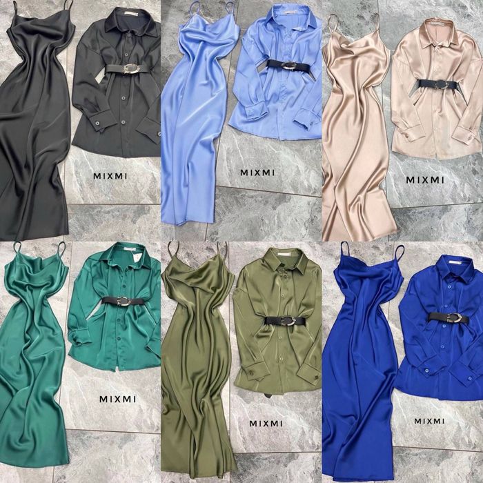 Шовковий комлект сукня + сорочка