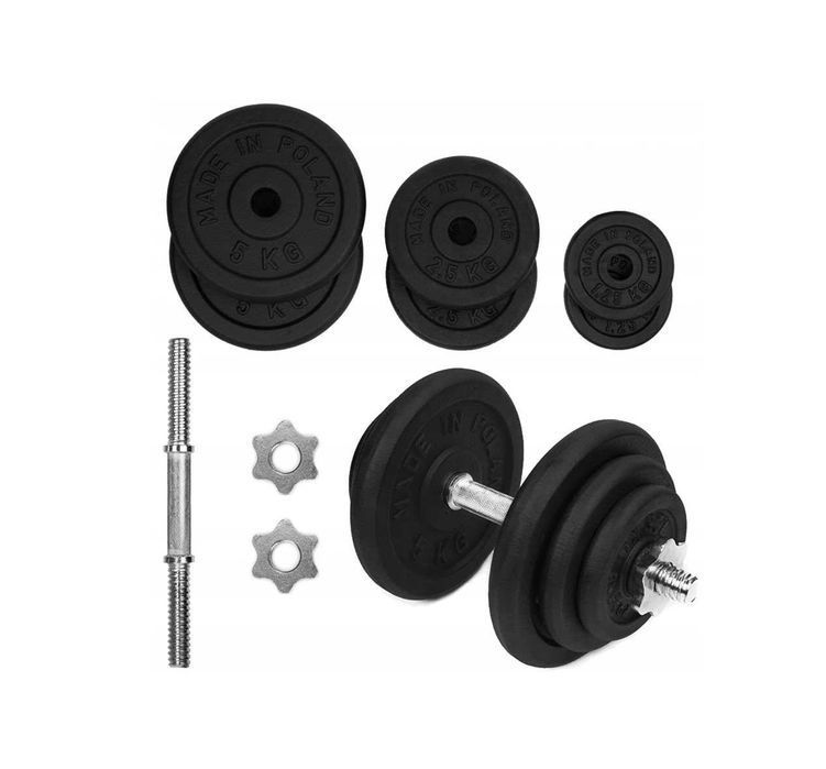 HANTLA ŻELIWNA 1x20kg hantel 20kg gryf obciążenie POZ