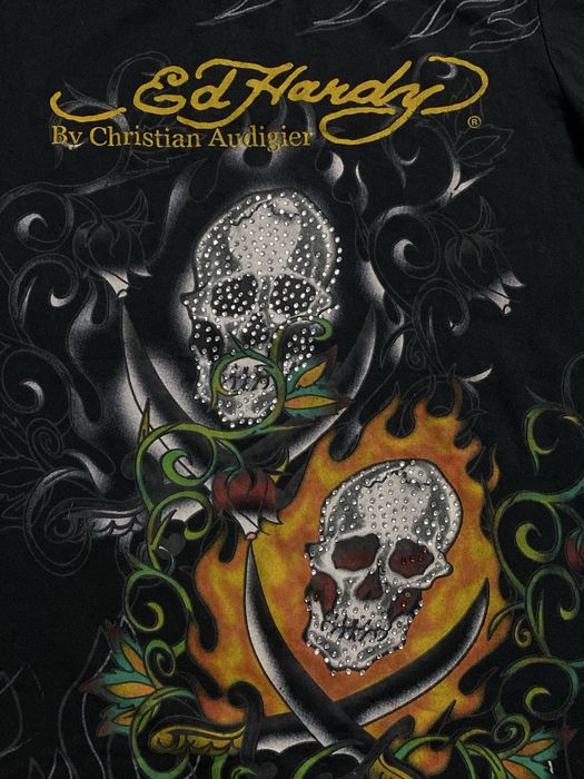 Ed Hardy Y2K Skull Tattoo T Shirt футболка эд харди тату черепа