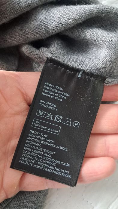 Sweter męski szary S H&M Merino Wool