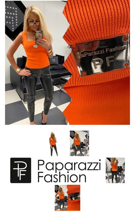 EKSKLUZYWNY zestaw bluzka neon zieleń PF+ spódnica midi czarna S M