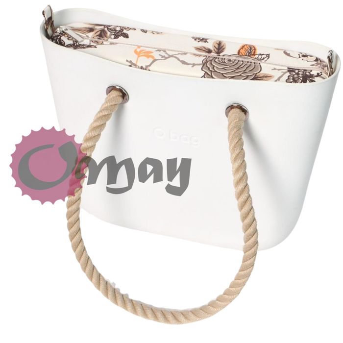 Beżowy organizer do OBAG MINI róże brązowe piasek 2 kieszenie OMAY