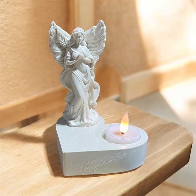 znicz komozytowy led anioł II na sercu