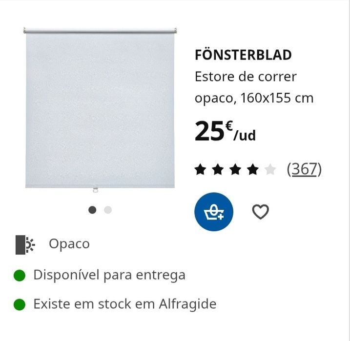 Estore de rolo IKEA novo