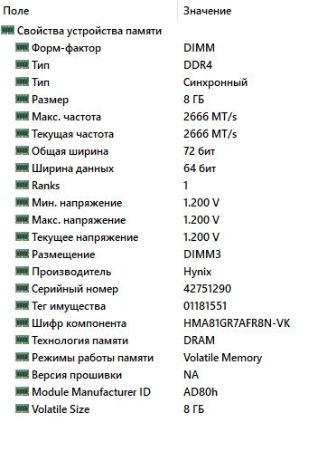 DDR4 2666MHz 8 gb ECC оперативна памʼять