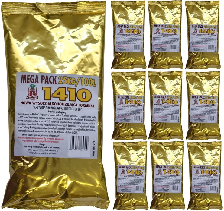 Drożdże gorzelnicze GOZDAWA 1410 MEGA PACK 390g 10szt
