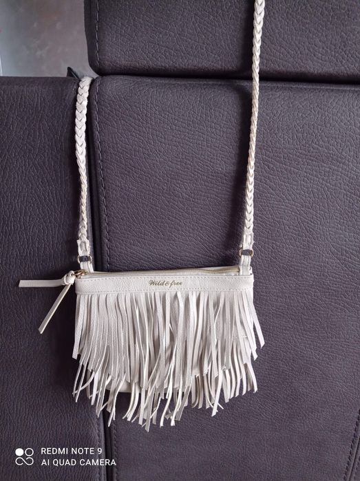 Torebka szara z frędzlami