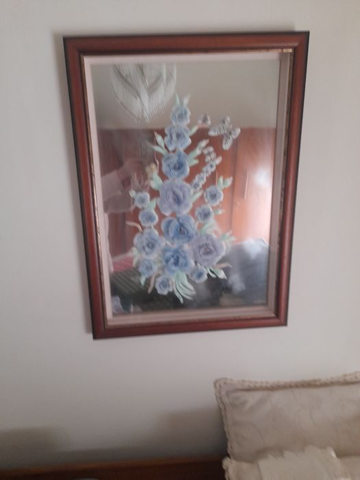 Conjunto de três quadros flores artesanais