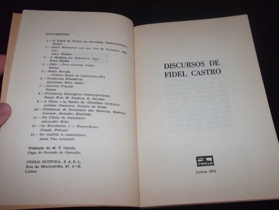 Livro Discursos de Fidel Castro Prelo 1974