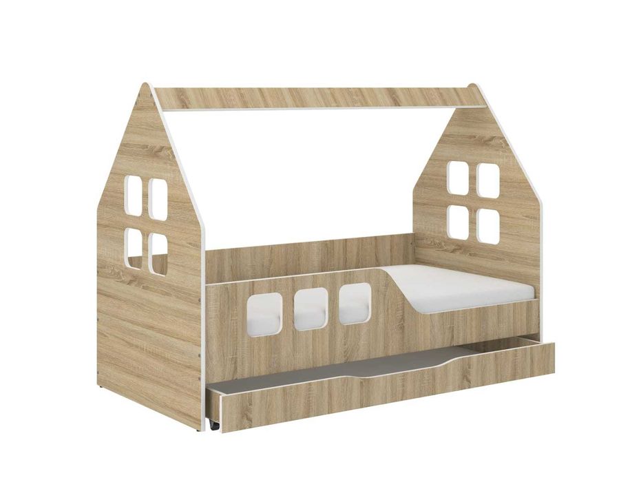 Łóżko dziecięce DOMEK SONOMA z SZUFLADĄ 160x80 + materac