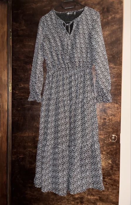 Sukienka maxi czarno biała S 36 vintage retro