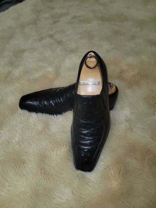 Мужские туфли A.Testoni из кожи страуса.