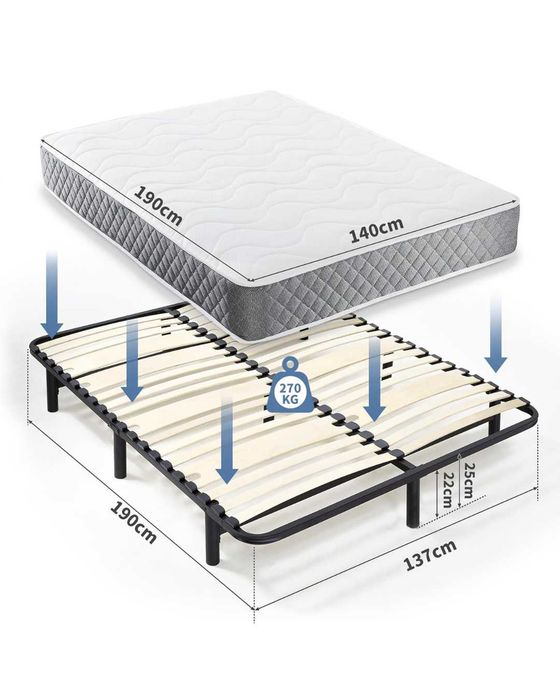 Estrado de Cama Casal Mondeer 140x190 cm – Como Novo