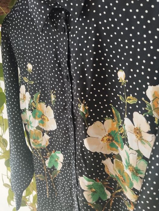 Koszula damska w kropki, w kwiaty, materiał jak jedwab, z połyskiem r.