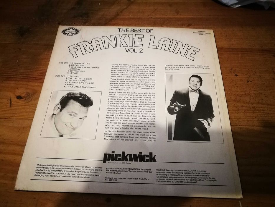 FRANKIE LAINE (Country Music) - The Best Of Frankie Lane Vol 2 LP