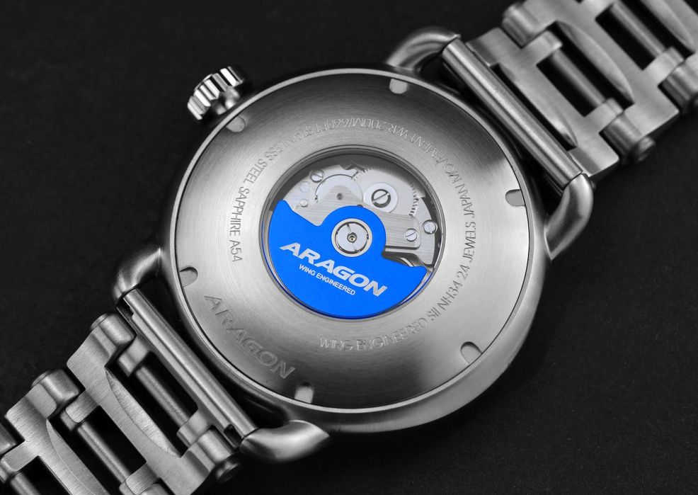 Годинник чоловічий механічний Aragon Millipede EVO GMT 50 mm NH34 Automatic Sapphire GMT 200 MT