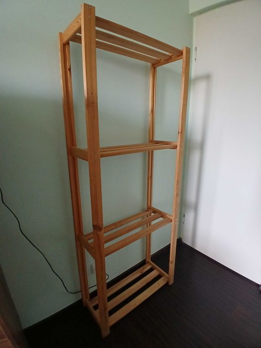 Wysoki regał naturalne drewno 4 półki