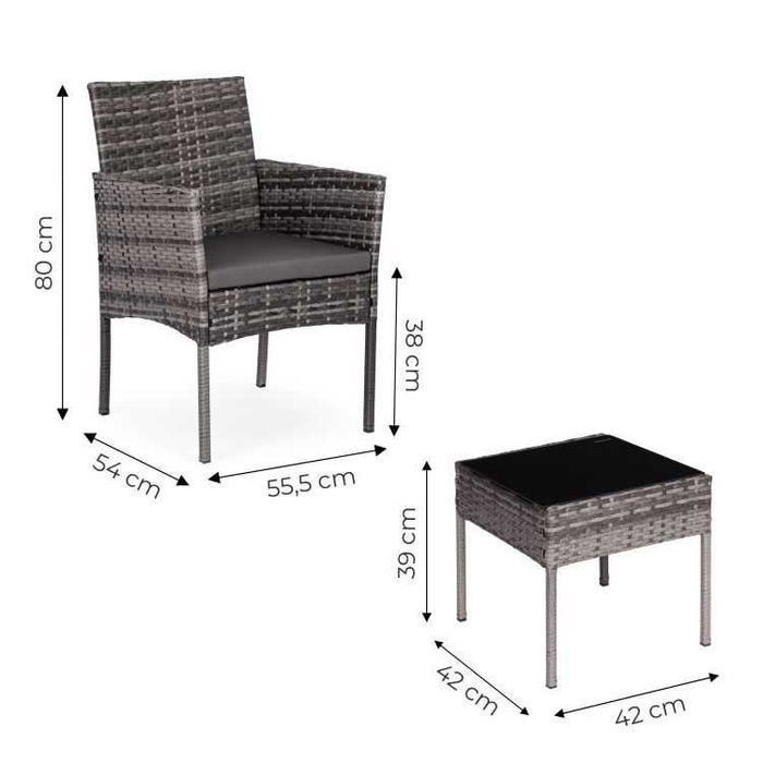 MEBLE OGRODOWE Caffee Capuccino 2 - stolik + 2xfotel TECHNORATTAN