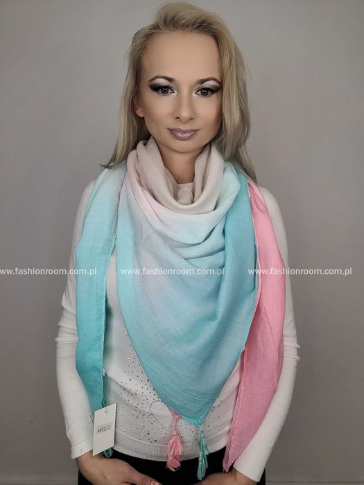NOWY  Szalik chusta OMBRE apaszka z frędzlami