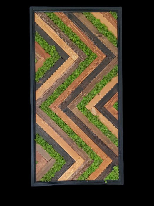 Obraz na ścianę. DUŻY drewno & mech - handmade