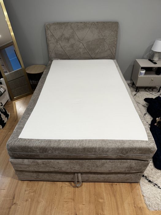 Łóżko kontynentalne 120x200 ze skrzynią – IDEALNY STAN