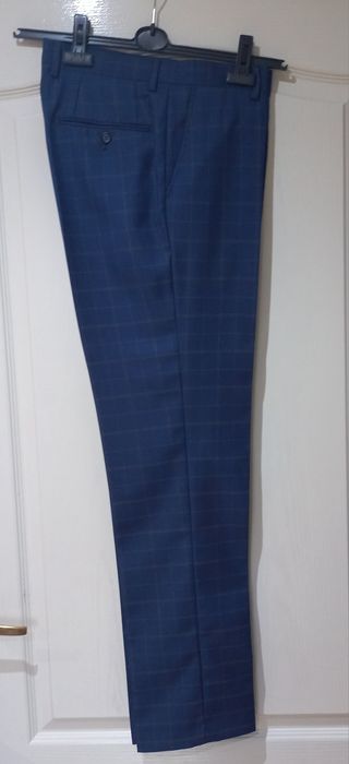 Garnitur męski ciemnoniebieski w kratkę slim 48/176