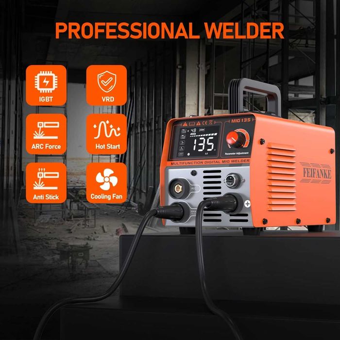 F1286 Máquina soldar Fio e eletrodo MIG135 e ARC COM CABOS E ROLO