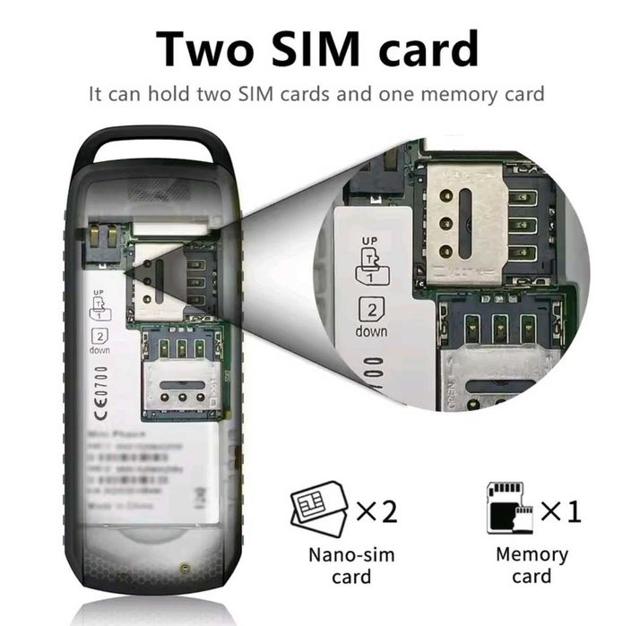 Мини телефон мобильний чорний