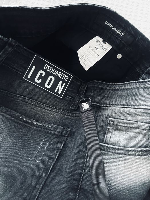 Spodnie Dsquared2 czarno szare przetarcia dziury