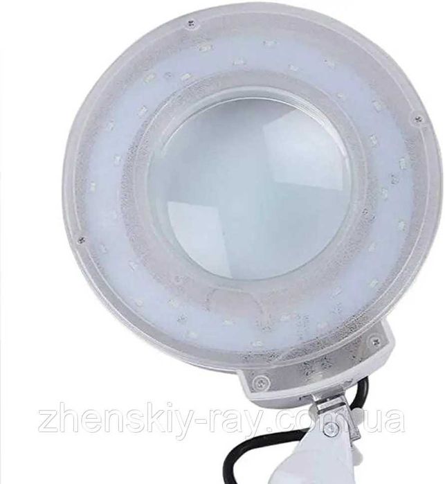 Лед лампа-лупа с крышкой напольная на колёсах