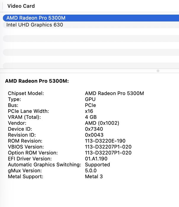 MacBook Pro 16 2019 Intel i9 32GB RAM 1TB SSD Radeo 5300