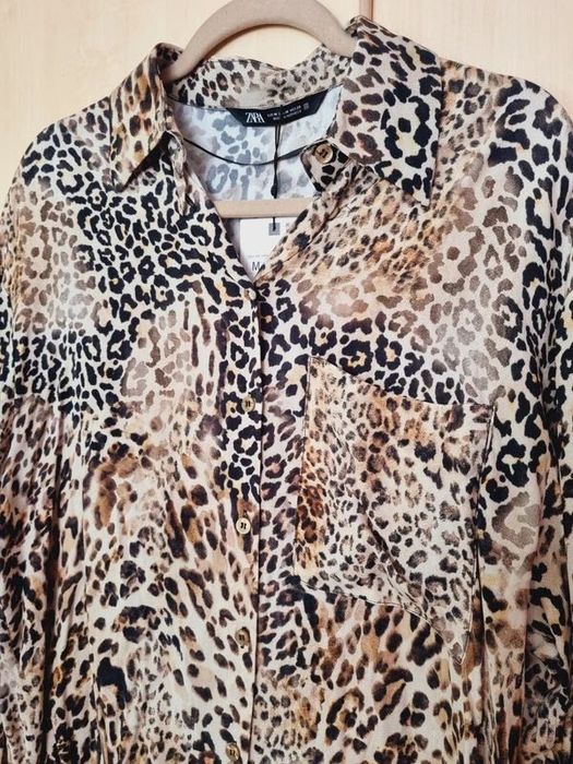 Zara koszula wiskoza print leopard panterka M