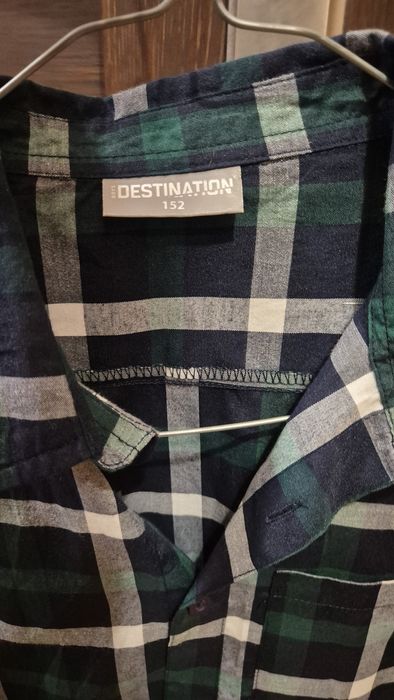 Koszula dla chłopca  w kratę zielona 152 Pepco