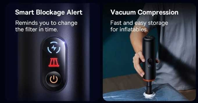 Пилосос Baseus A5 Air Car Vacuum Cleaner 12000Pa 2‑в‑1, всмоктування + надування
