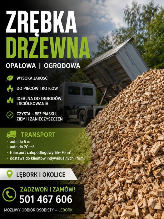 Zrębka drzewna - opałowa i ogrodowa