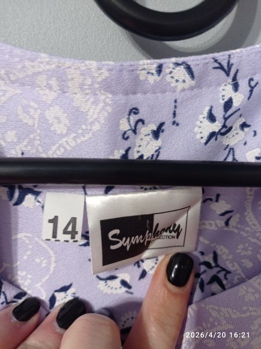 Sukienka 14 xl 42 kwiaty krótki rękaw codzienna Symphony vintage avant garde