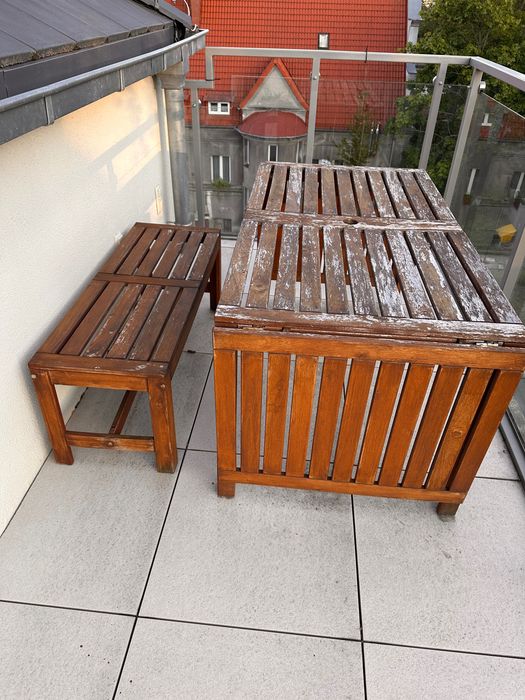 Zestaw ogrodowy Ikea Applaro - 4 krzesła 2 leżaki 1 stół 1 ławka