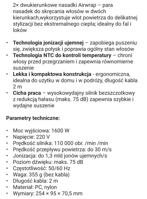 Suszarka do włosów  WG Elegance Air Pro