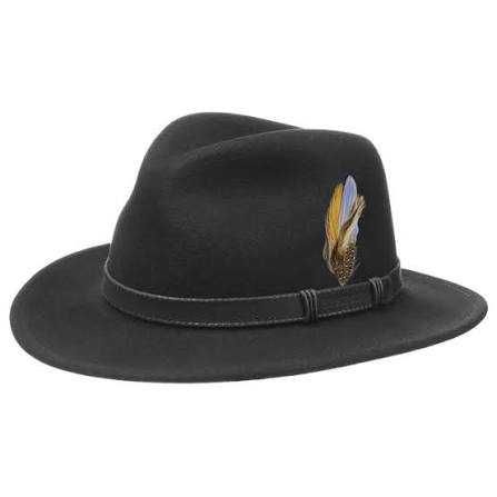 Klasyczny kapelusz USA STETSON Ruteford Vita Felt wełna skóra black XL
