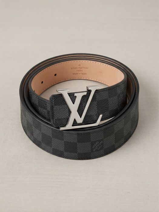 Pasek Louis Vuitton monogram check z srebrną klamrą