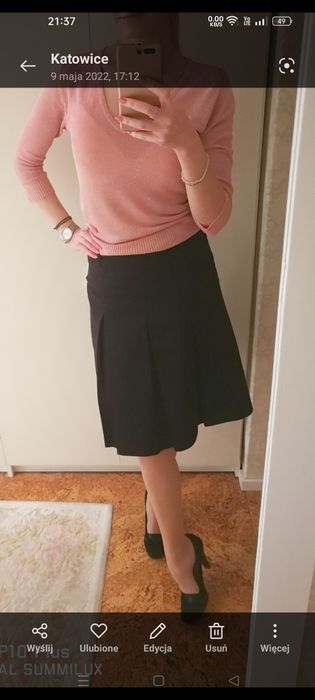 Spódnica plisowana s 36 granat szara