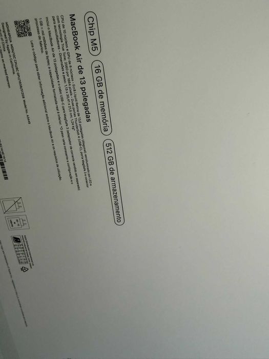 MacBook Air 13" M5 16GB 512GB Midnight 2026 Novo c/ Fatura