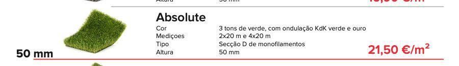 Relva Artificial Absolute Luxury Grade – 50 mm | 20 m