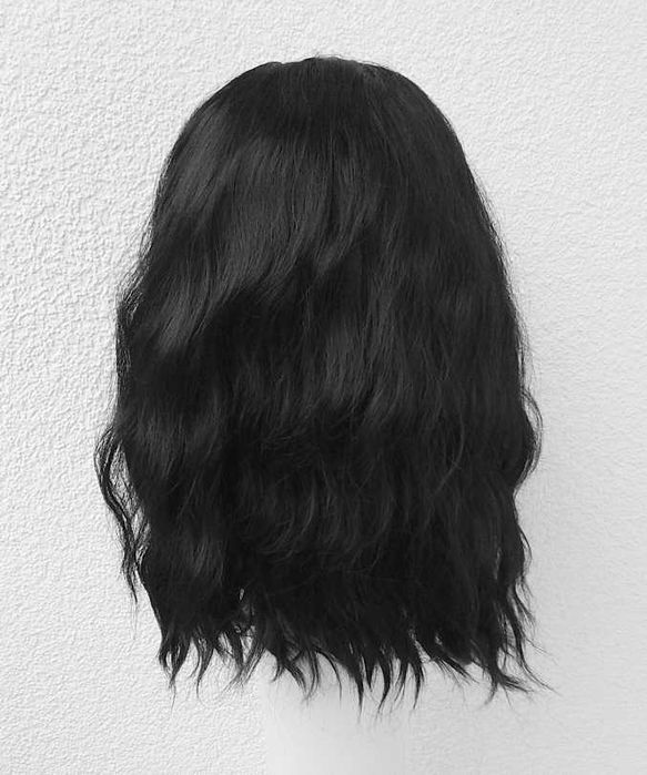 Peruka z przedziałkiem karbowana wig cosplay Czarna falowana