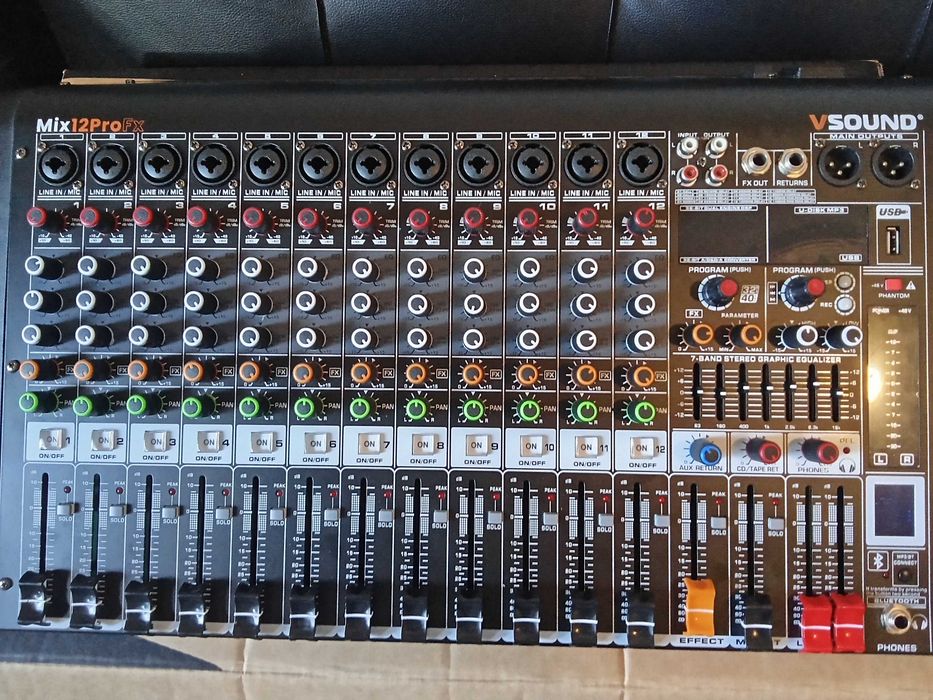 Mesa De Mistura 12 Canais C/ BT/LCD/USB/PC/DSP VSOUND