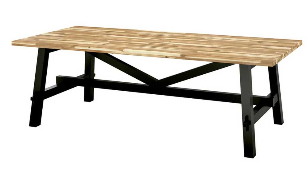 Mesa de refeição, acácia/preto, 235x100 cm - IKEA - SKOGSTA